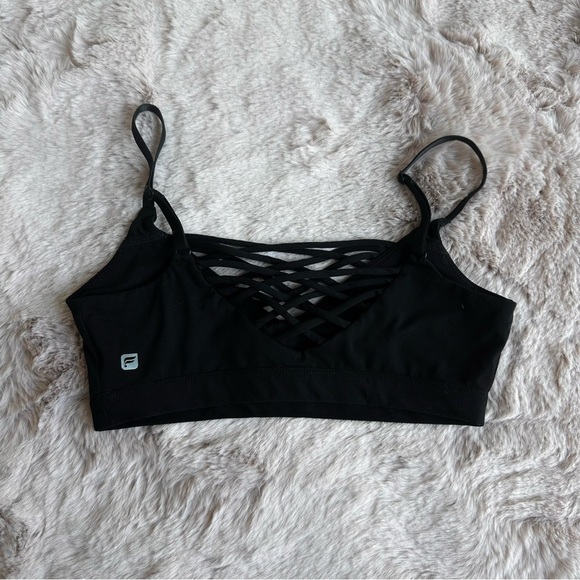 Fabletics Black Front & Back Strappy Sports Bra with Adjustable Straps - Picture 2 of 3